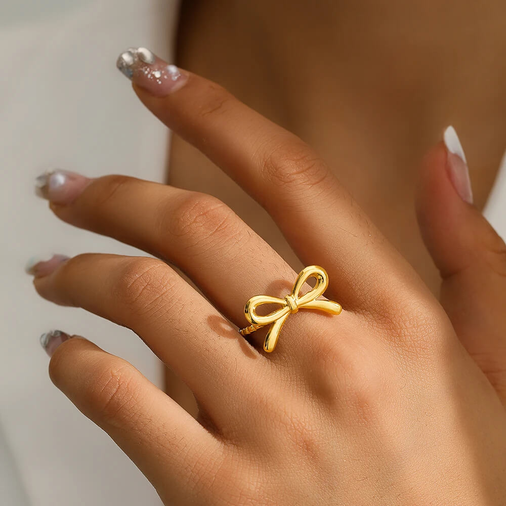 Bianca Bow Ribbon Ring Gold Silver High Quality Luxury