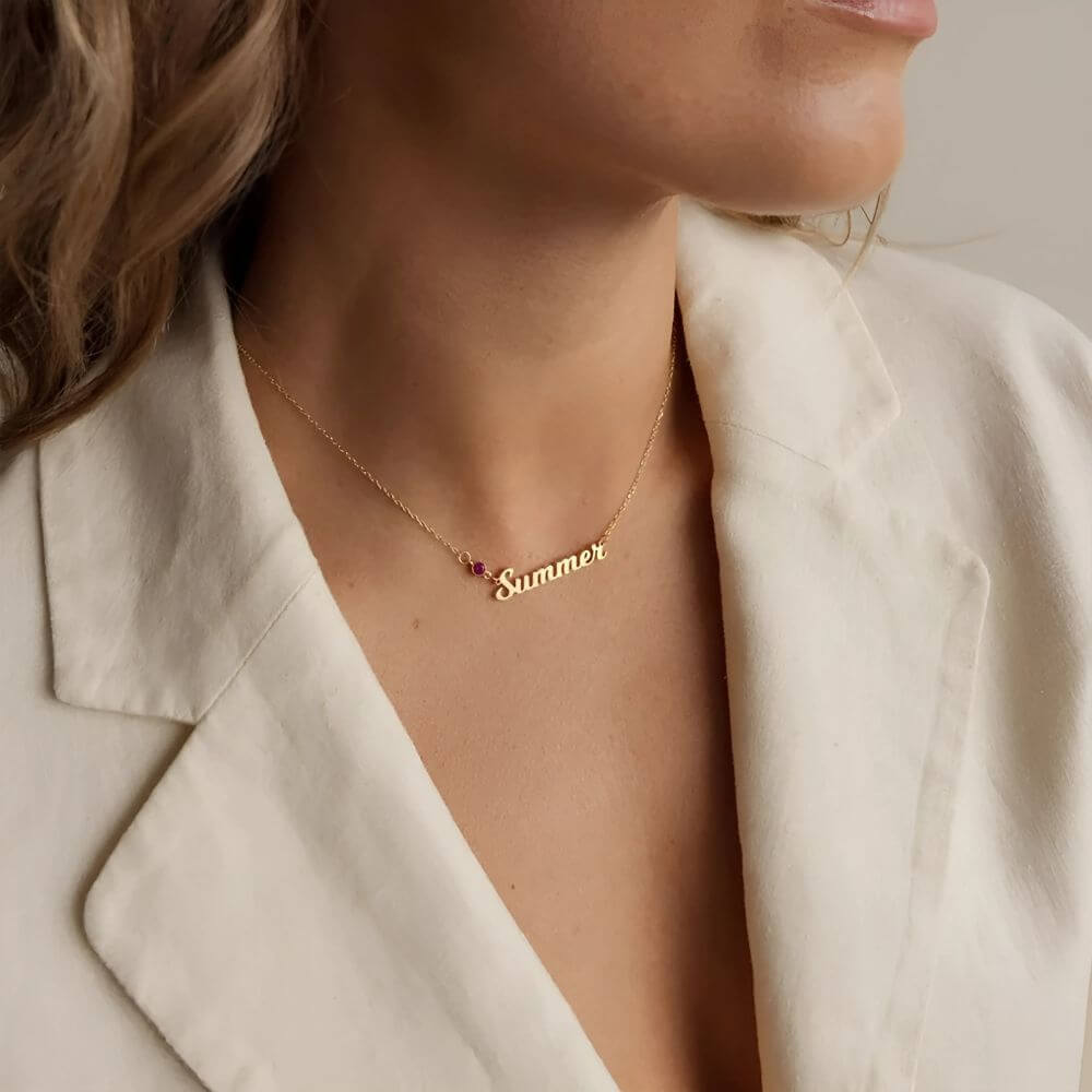 Personalised Summer Birthstone Name Necklace