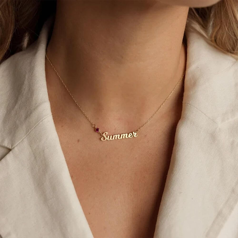 Personalised Summer Birthstone Name Necklace
