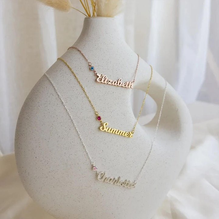 Personalised Summer Birthstone Name Necklace