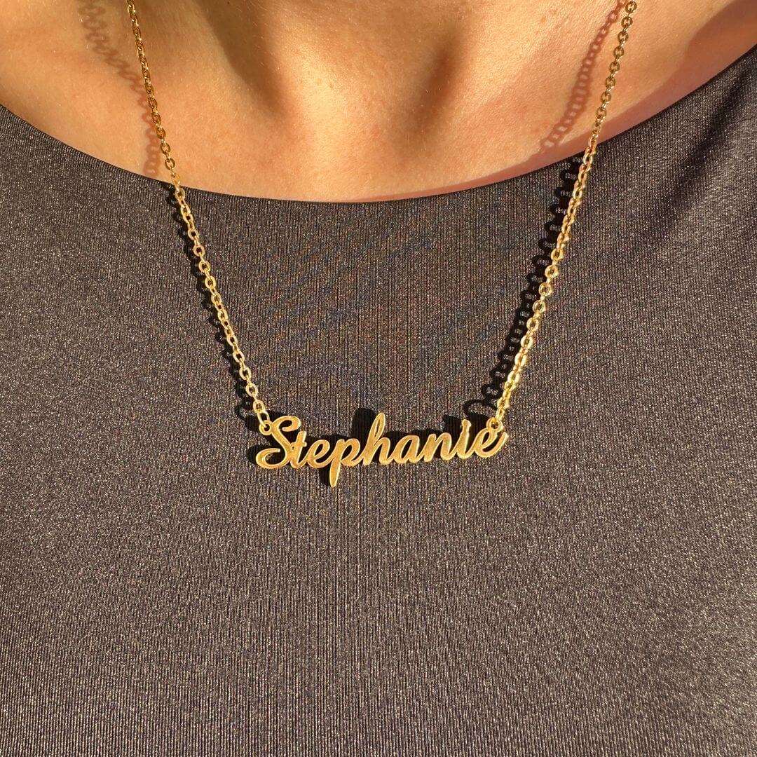 Personalised Name Necklace Gold Silver High Quality Waterproof