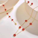 Five Clover Necklace Bracelet & Earrings Set