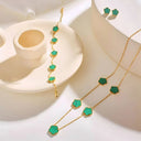 Five Clover Necklace Bracelet & Earrings Set
