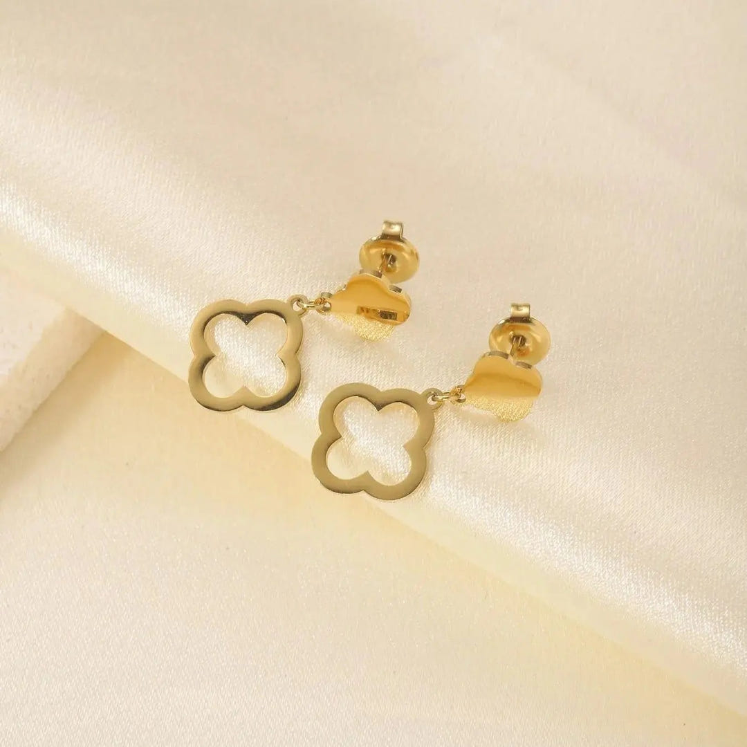 Hollowed Clover Pendant Earrings