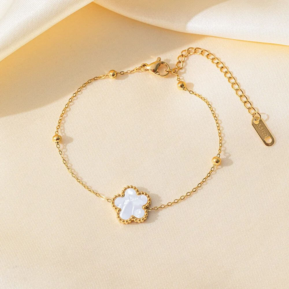 Five Leaf Clover Beaded Bracelet