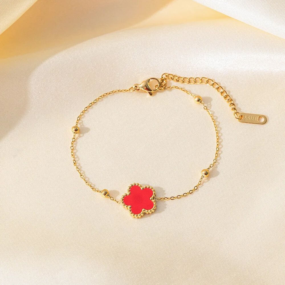 Five Leaf Clover Beaded Bracelet