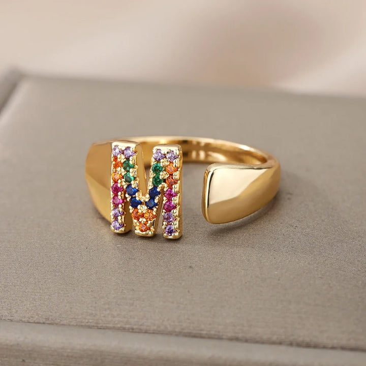 Personalised Chunky Rainbow Initial Ring