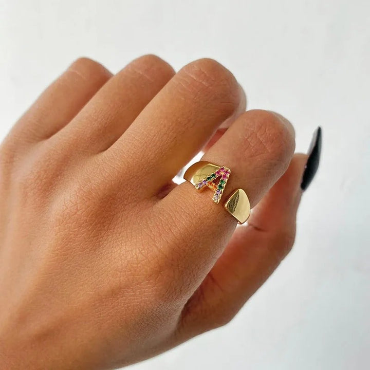 Personalised Chunky Rainbow Initial Ring