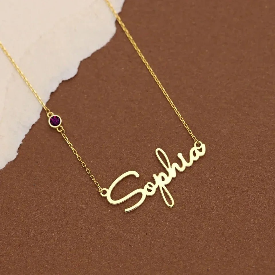14k White Gold Name Necklace Vertical Name Necklace In 18K Gold