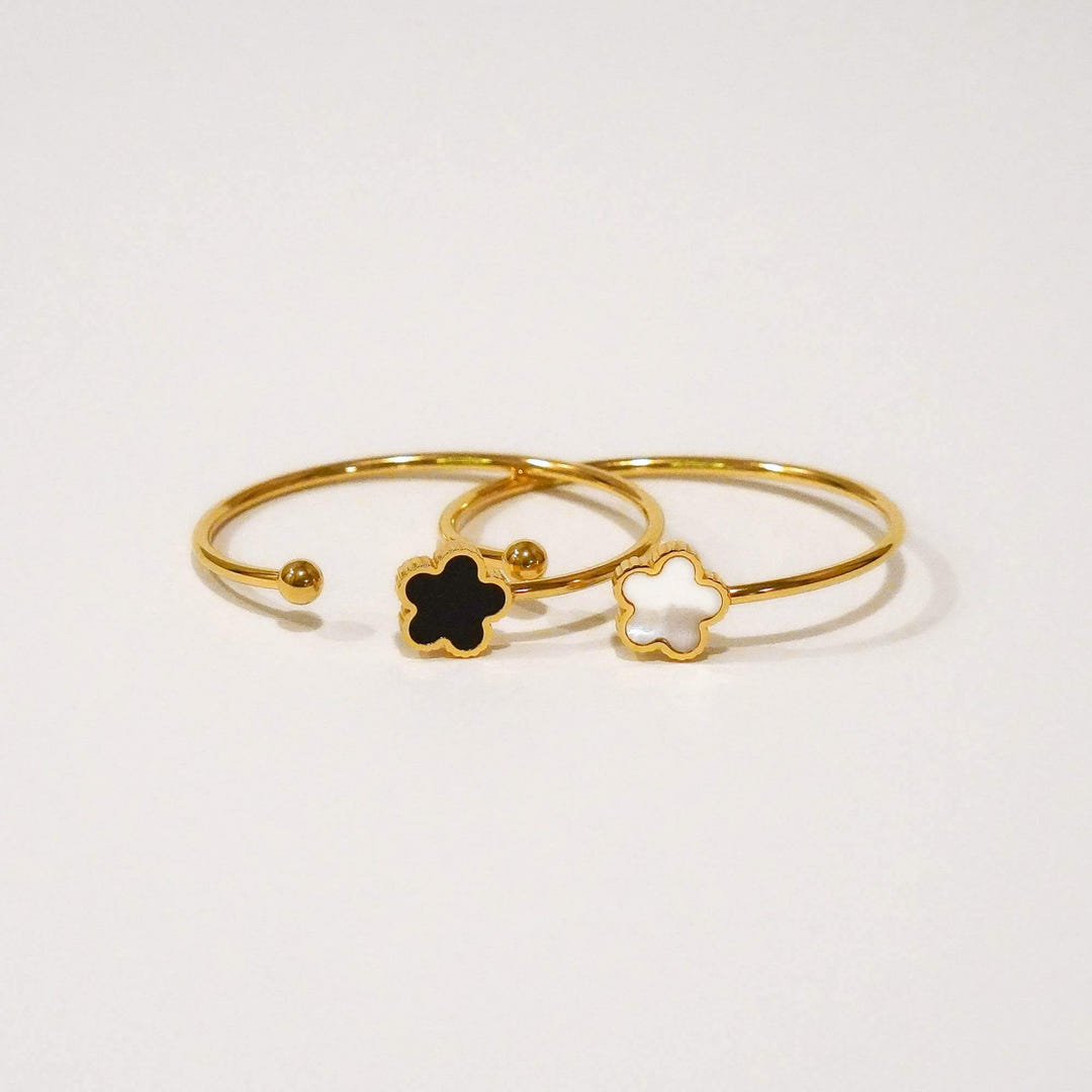 Cia Five Leaf Clover Adjustable Solid Bangle