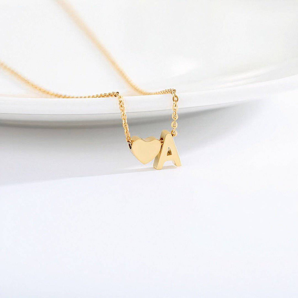 Samela Heart Initial Necklace - Celeste Adore