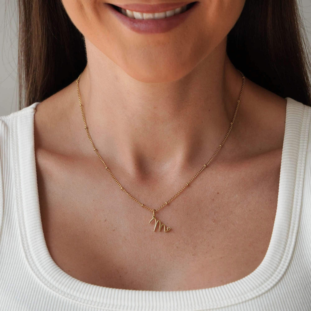 Personalised Heart Initial Necklace 14K Gold Personalised