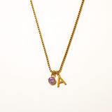 Personalised Kaia Birthstone Initial Necklace