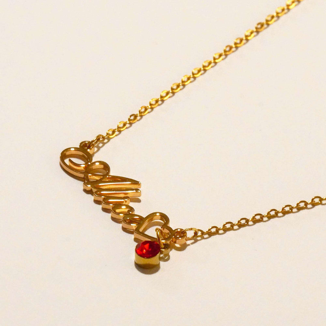 Personalised Nancy Birthstone Name Necklace
